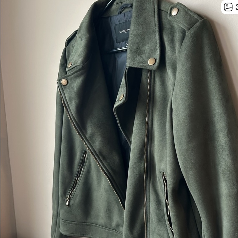Banana Republic Dark Green Faux Suede Women's Jacket - Picture 2 of 4